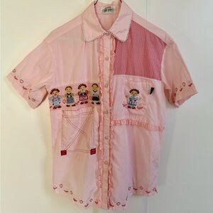 Cuse Berry Vintage Top Embroidered Gingham 
Check Cottagecore Shirt Lil People
